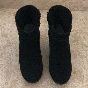 Ugg black suede wedge bootie